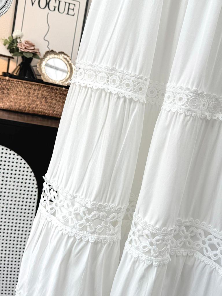 Elegant Hollow Crochet Patchwork A-Line Skirt - Spring/Summer 2026 Collection.