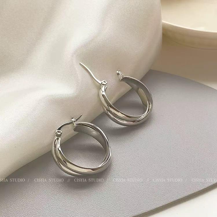 European & American High-End Geometric Double Layer Circle Earrings