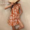 Summer Women Loose Round Neck Short Sleeve Print Dress