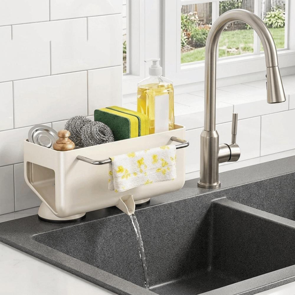 Punch Free Suction Cup Sink Drain Rack Wall Mounted Dishcloth Drying Rack for Kitchen