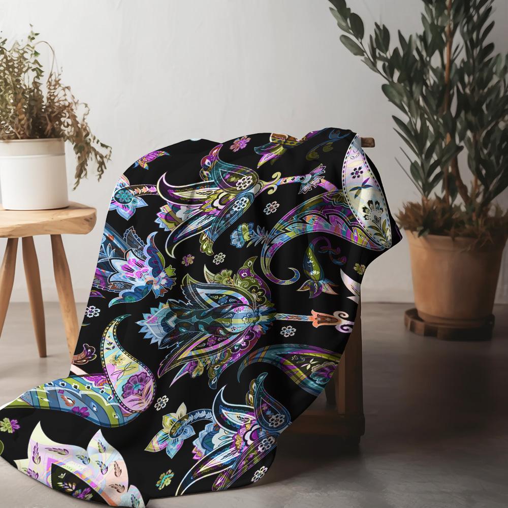 Vibrant Paisley Floral Print Blanket Throw Decorative Bed Sofa Cover Colorful Ethnic Pattern Throw Blanket