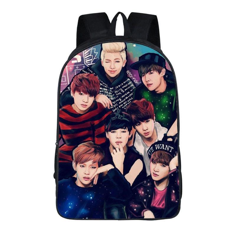 Zaino Scolastico Kpop Bangtan per Ragazzi Zaino Studente Borsa per Libri Bts Borsa a Spalla Suga Jin