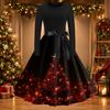 Women's Casual Vintage Christmas Print Neck Dress for Holiday Party