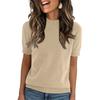 Women’s Short Sleeve Crew Neck Knit Top Soft Lightweight Pullover Sweater Ribbed Hem Casual Fit Simple Style