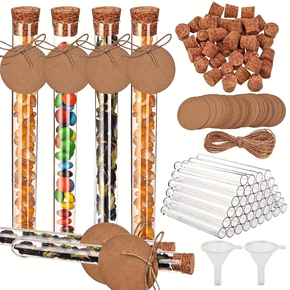 

Test Tubes Clear Plastic Test Tubes With Cork Stoppers With Kraft Paper Tags Hemp Rope For Candy Storage Plant Propagation