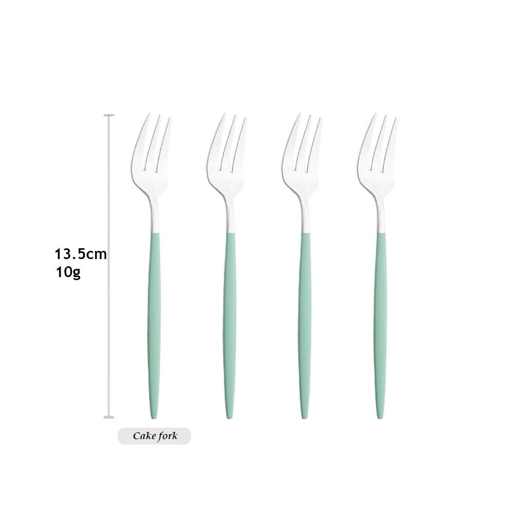 4PCS Stainless Steel Cutlery Rainbow Cake Fruit Fork Dinner Salad Fork Tableware Gold Dessert Fork For Hotel Party Kitchen Tool