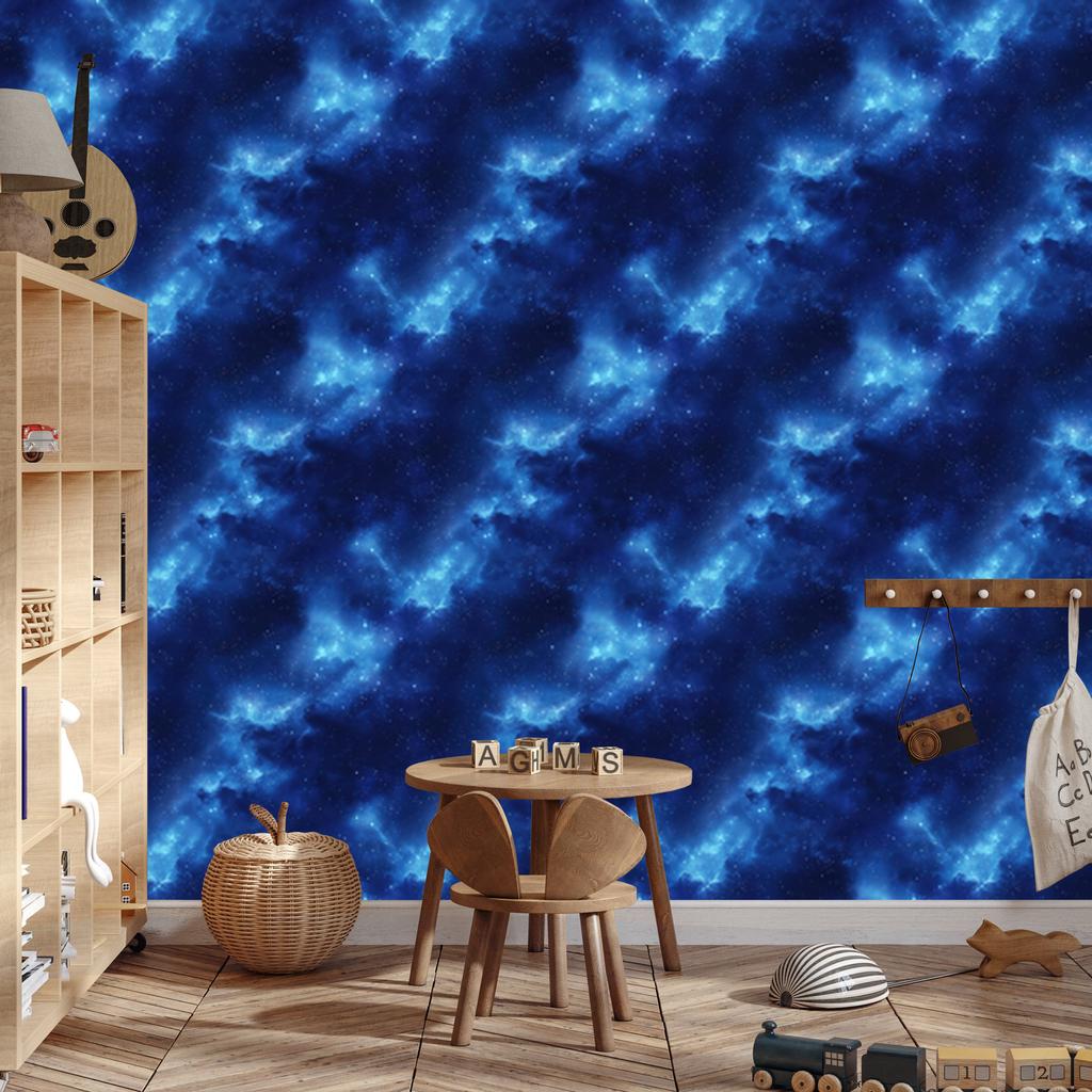 Watercolor Galaxy Wallpaper Blue and Navy Blue, Fine Detail 50x1000