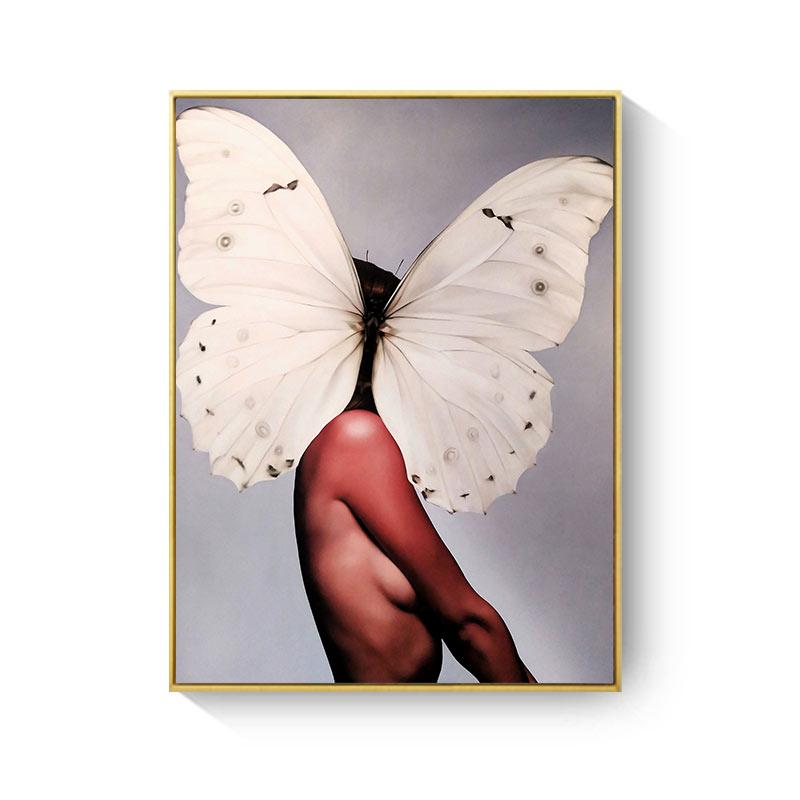 HAOCHU Posters and Prints Flowers Feather Sexy Women Character Canvas Painting Wall Pictures For Living Room Home Decoration