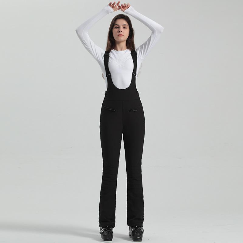

2024 Gsou Snow Winter Ski Pant Women Snowboard Strap Trouser High Waist Elastic Windproof Waterproof Thicken Thermal for Outdoor XS（old）