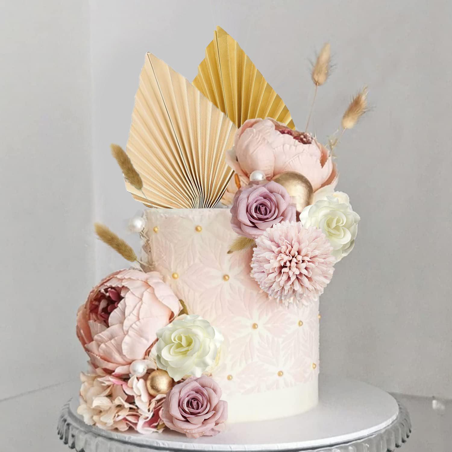 

32 PCS Boho Cake Topper Flower Palm Leaves Cake Decorations for Wedding Baby Shower Birthday Party Supplies Mother s Day