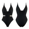 New Sexy Swimsuit for Women One-piece Triangle Solid Color Adjustable Nylon Swimsuit