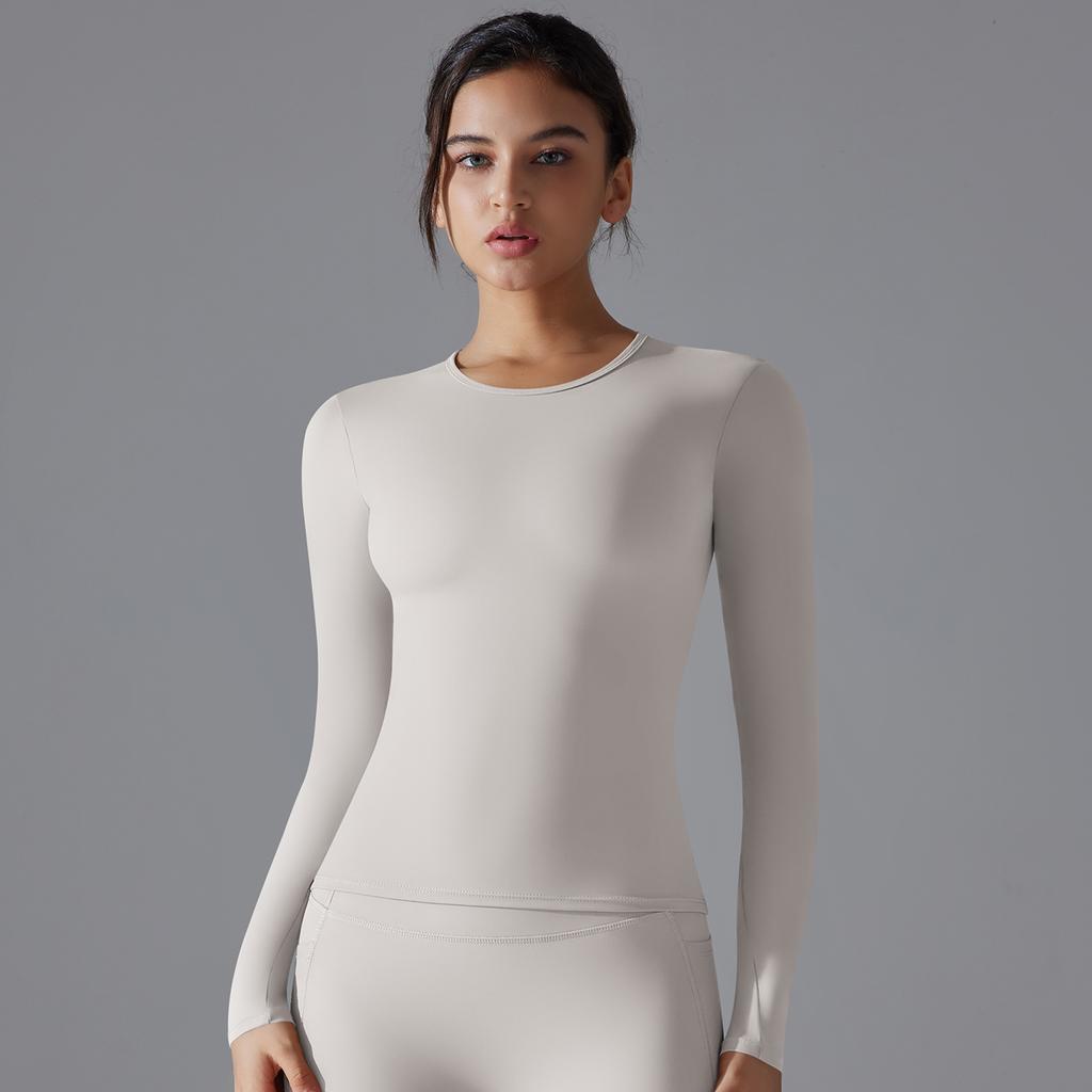 Auroth Long Sleeve Yoga Top Gym Sports Shirts Women Solid Color Running Shirts Slim Stretch Fitness Top