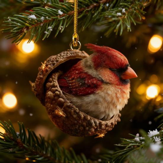 2D Forest Animal Christmas Tree Ornaments Acorn Ornaments Cozy Forest Woodland Creature Acrylic Hanging