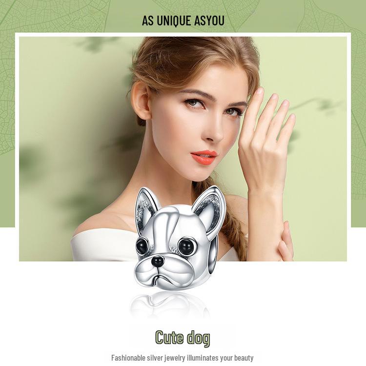 Silver Ziyun 925 Bulldog Puppy Beads - Original Animal Jewelry Accessories
