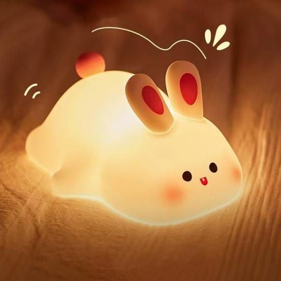 Ztlumitelné noční světlo králíček, noční lampička králíček se senzorem na dotyk, 3 úrovně jasu, dobíjecí stolní lampička králíček pro dětskou a dospělou ložnici