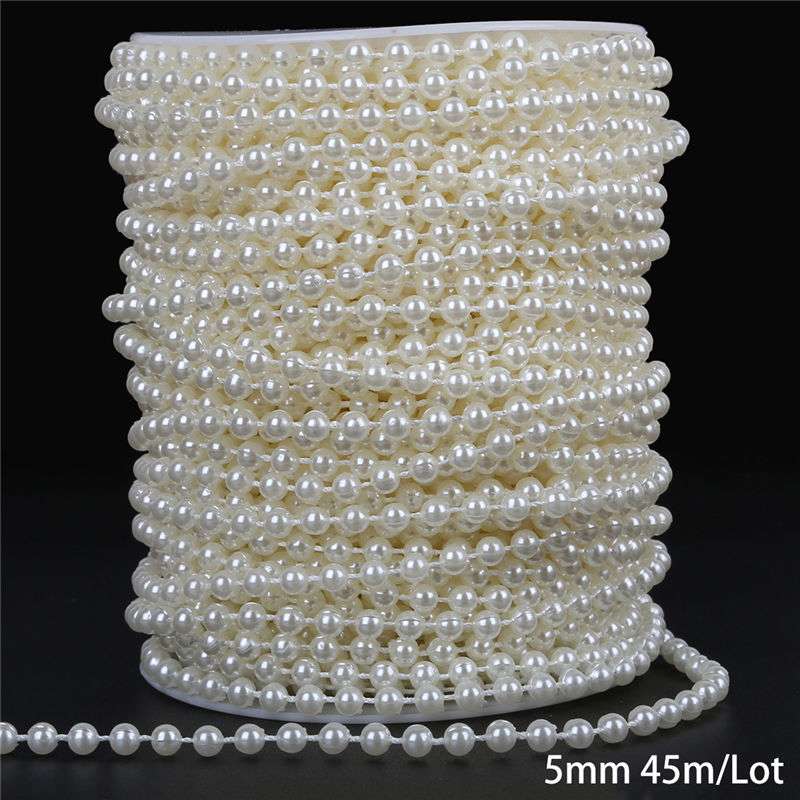 Multi-Size ABS Imitation Pearl Beads Chain Trim for DIY Wedding Dress Costume Applique Craft Accessories