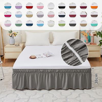 King Queen Twin Wrap Around Dust Elastic Ruffle Bed Skirt Bedding for Easy Fit Wrinkle-Free Washable Fade Resistant Home Decor