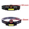 Portable Mini Powerful LED Headlamp XPE+COB USB Rechargeable Hunting Headlight Waterproof Head Torch with Tail Magnetic