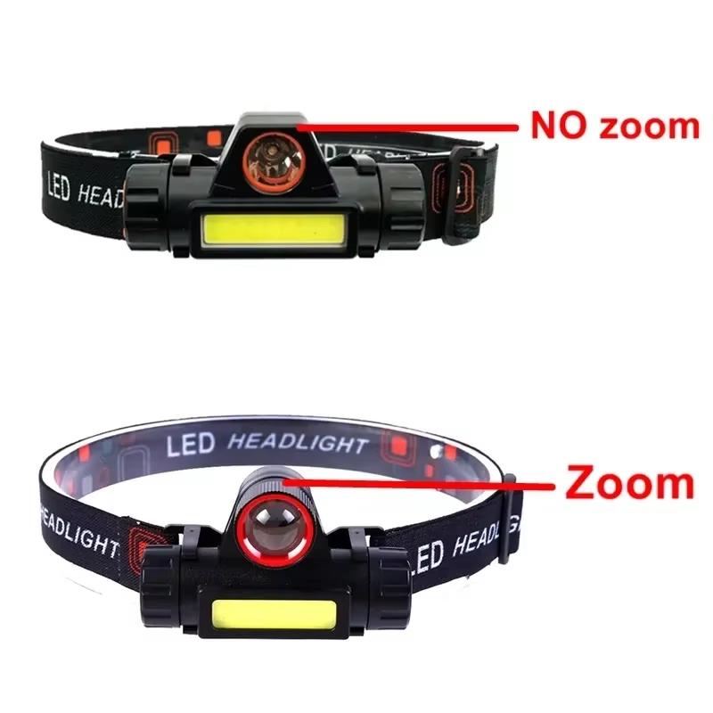 Portable Mini Powerful LED Headlamp XPE+COB USB Rechargeable Hunting Headlight Waterproof Head Torch with Tail Magnetic