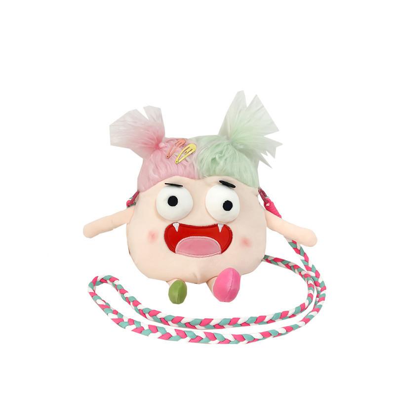 Plush Cute Hairy Doll Crossbody Bag With Zipper Closure For Daily Use