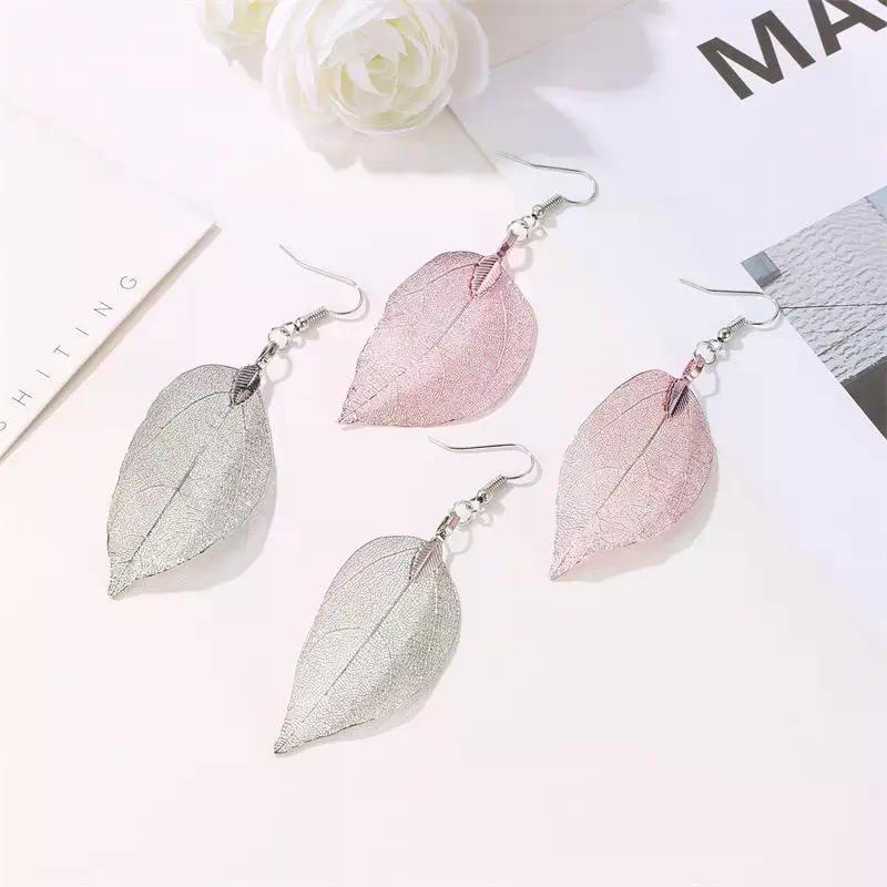 1pair Simple Fashion Leaf Pendant Earrings For Women Punk Elegant Wedding Jewelry Delicacy Ear Ornaments