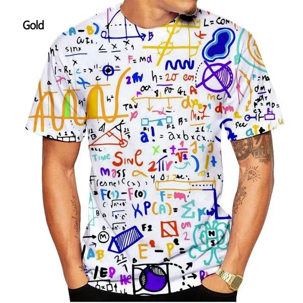 Funny Math Formula 3D Printed Graphs T-shirts Summer Casual Round Neck Short-sleeved Men's T-shirts