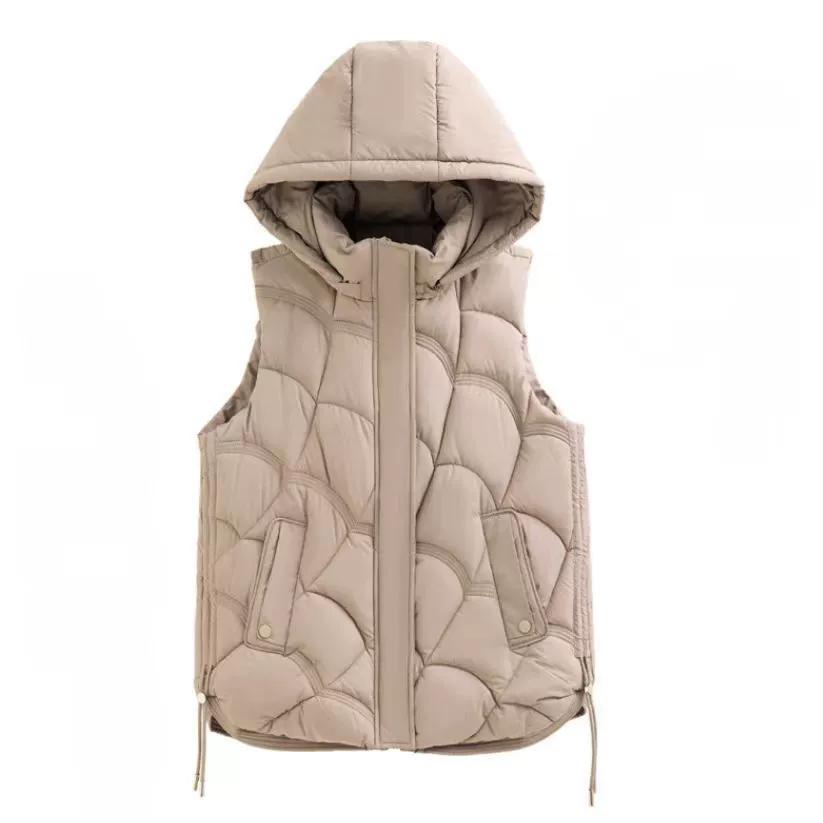 Spring and Autumn Jacket Down Cotton Vest Women's Temperament Stand-up Collar Cotton Jacket Vest Short Waistcoat Down Vest