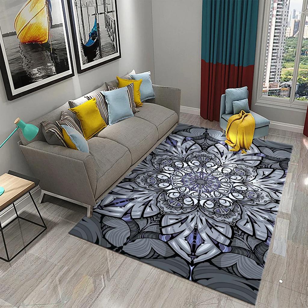Barevný mandalový koberec Tajemné psychedelické květinové koberce pro dekoraci obývacího pokoje ložnice Podložka na podlahu Koupelnový protiskluzový koberec