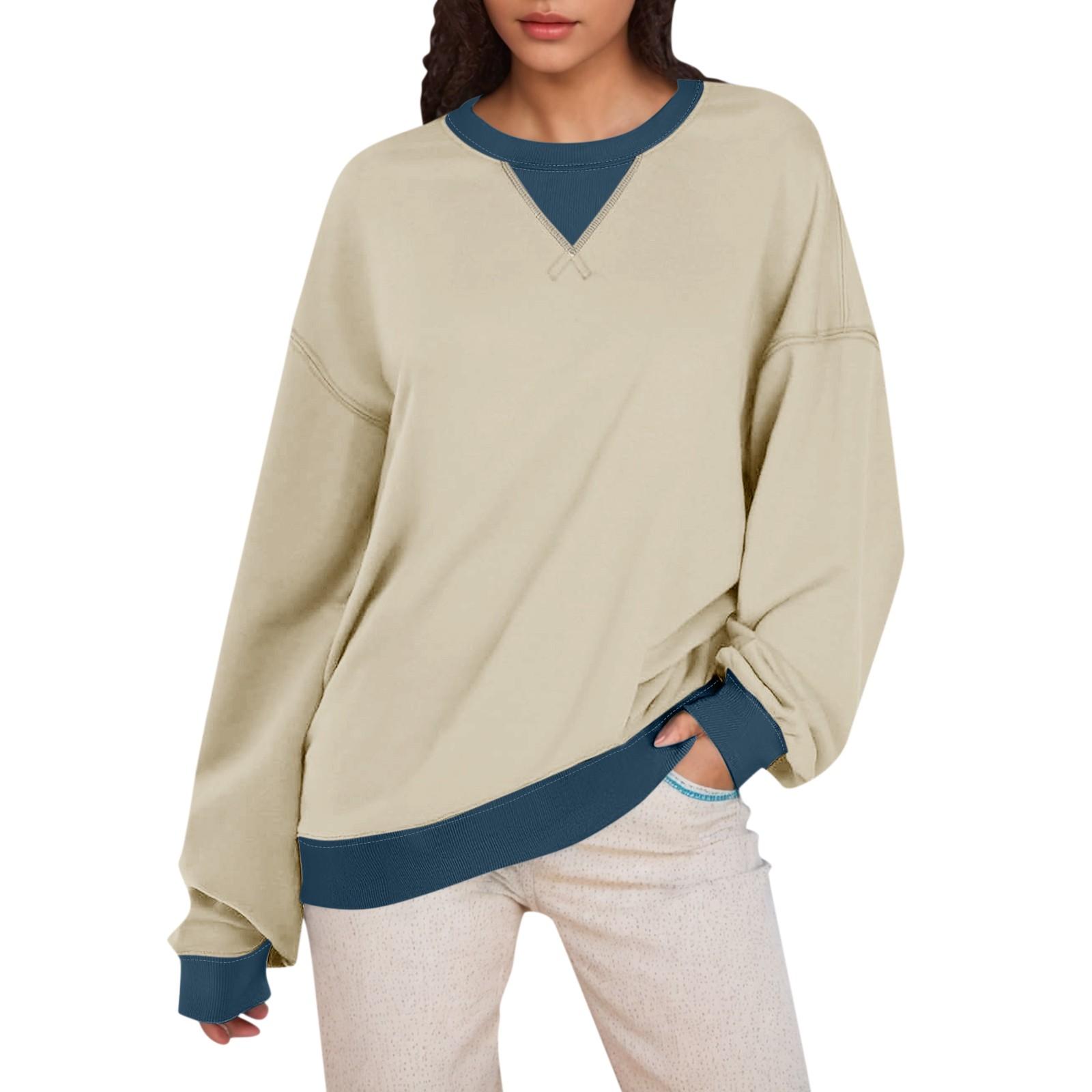 

Женская толстовка с цветными блоками и воротником, негабаритная рубашка с длинными рукавами, повседневный пуловер, верхняя одежда M белый