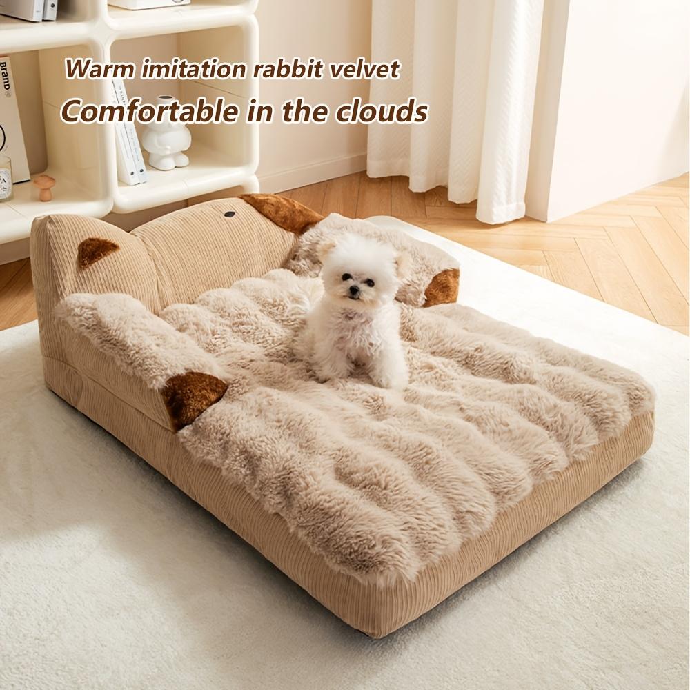 Premium Anti-Slip Pet Couch - Orthopedic Bed for Dogs & Cats | Luxurious Brown Sofa with Removable Cover