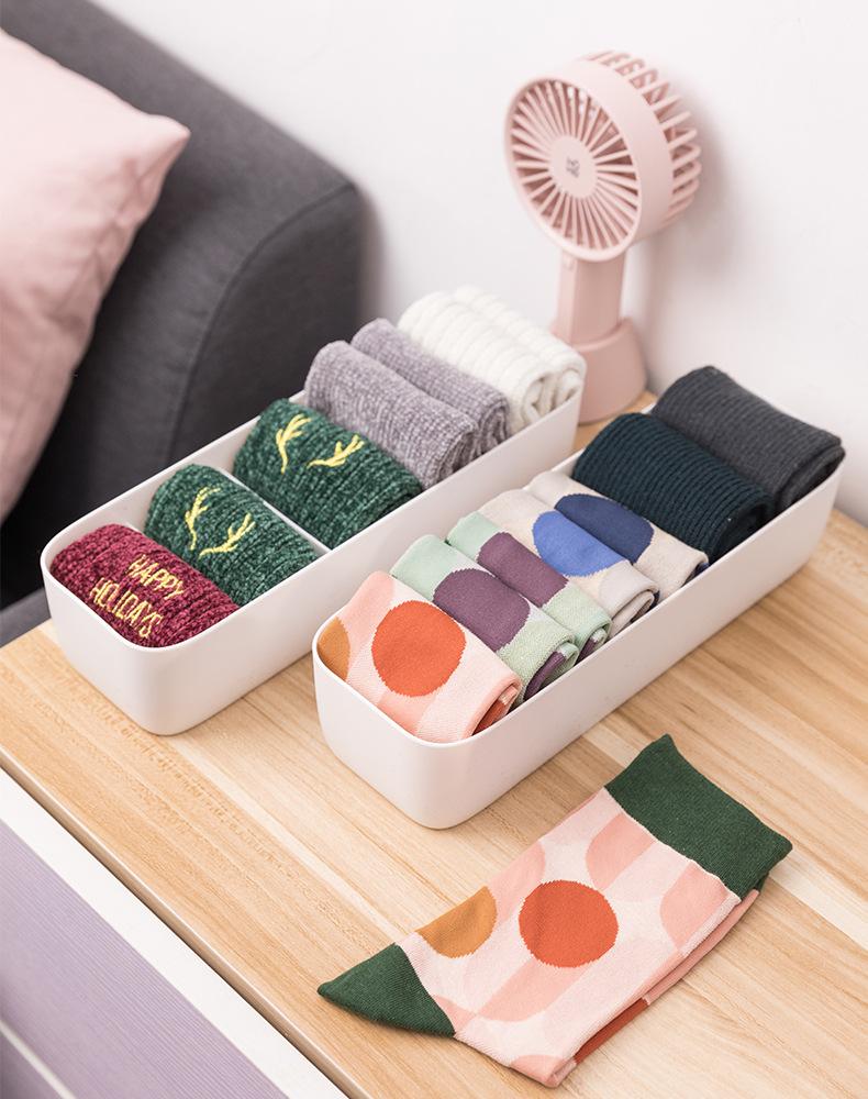 3/5 Grids Household Storage Case, Practical Plastic Organizer to Sort Socks and Underwear, Great for Drawers and Desktops