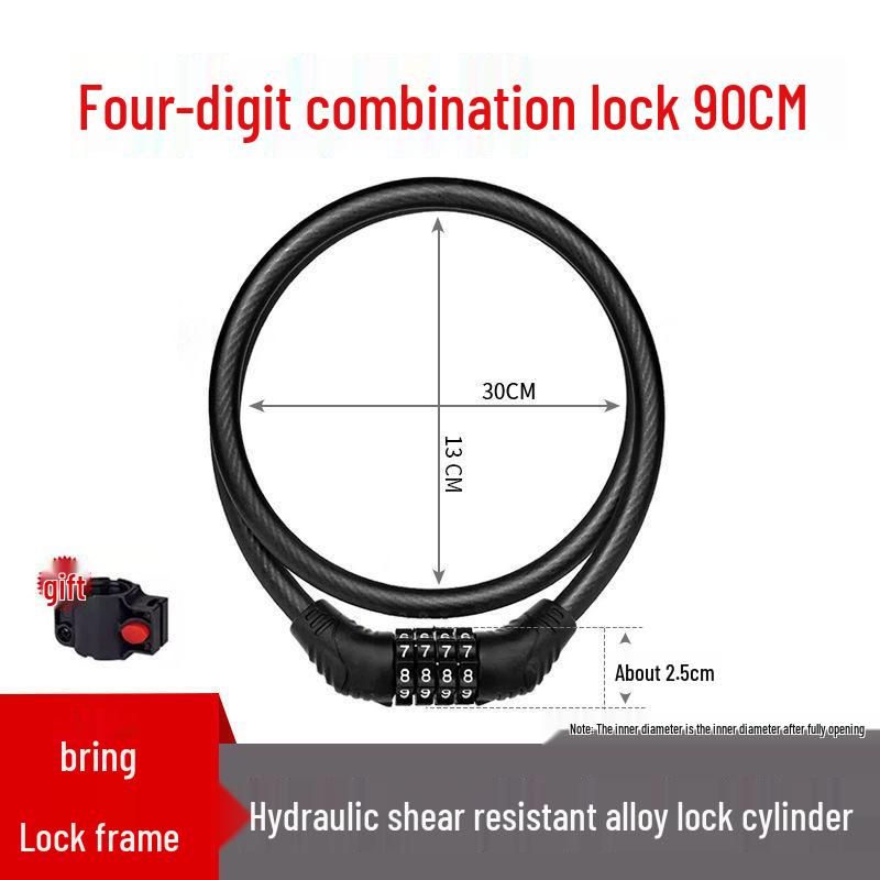 Waterproof Anti-theft Steel Cable Lock for Motorcycles, E-Bikes, and Helmets