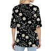 Shirts For Women Trendy Round Neck Button T Shirts Printed  Blouse Half Sleeve Tops For Women