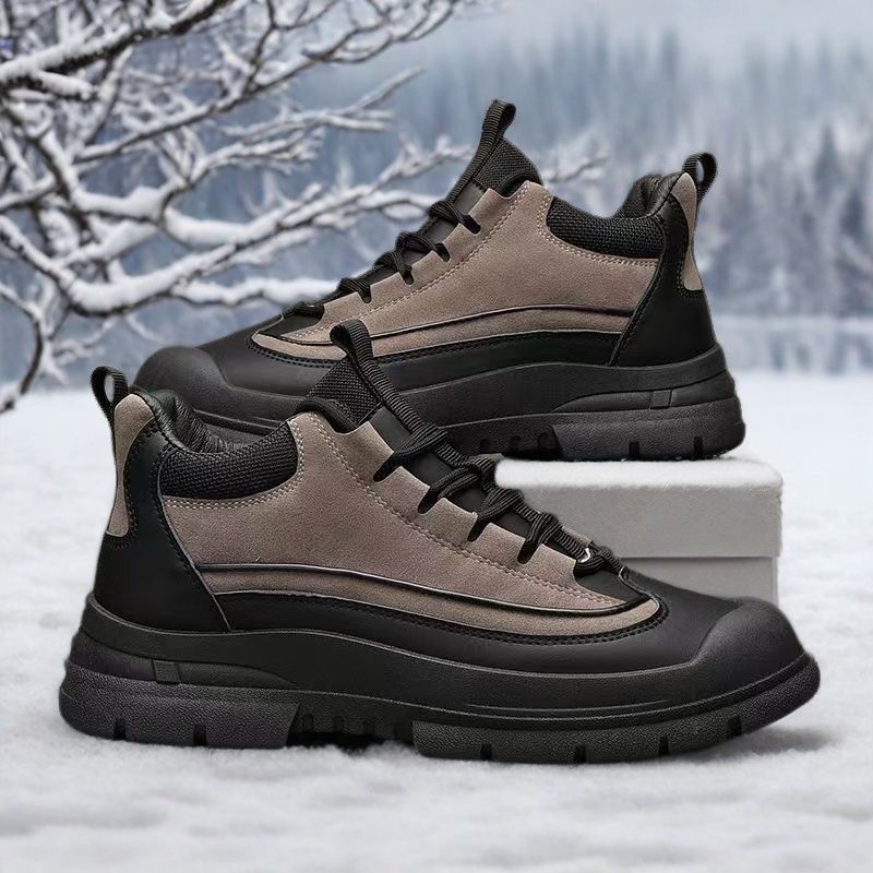 2024 thickened large size men's cotton shoes winter velvet warm boots wear-resistant and non-slip men's boots thick-soled snow boots men's