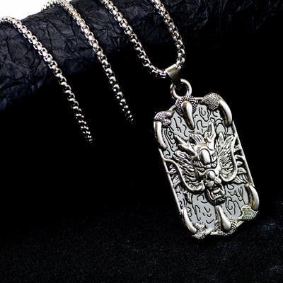 Year Of The Dragon Necklace Jewelry, Dragon Jun Brand, Men'S Sweater Chain Hip Hop Trend Necklace Chinese Style Necklace