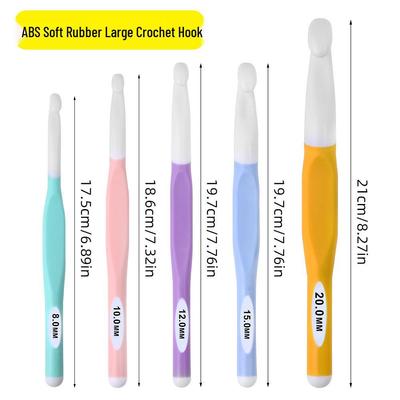 Colored Large Size TPR Soft Handle & ABS Plastic Crochet Hook for Blankets, Scarves, & Sweaters