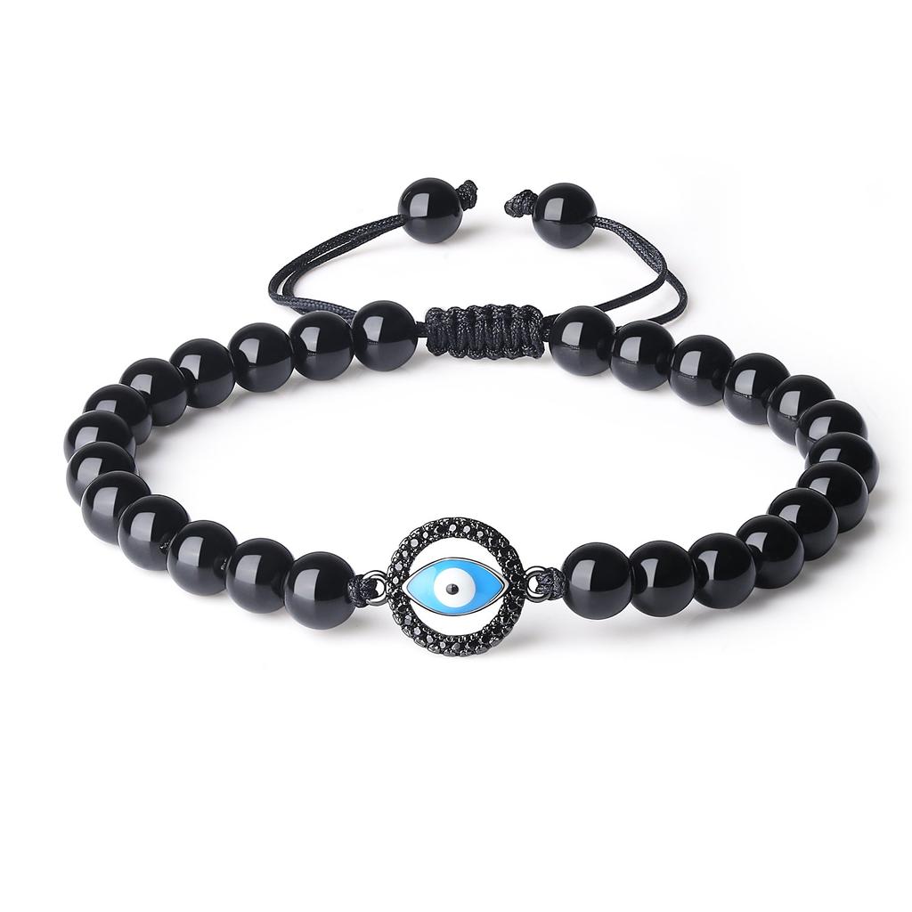 Koai Evil Eye Obsidian Power Stone Bracelet for Adjustable Protects Against Bad Luck and Brings Good Fortune Men, Length,