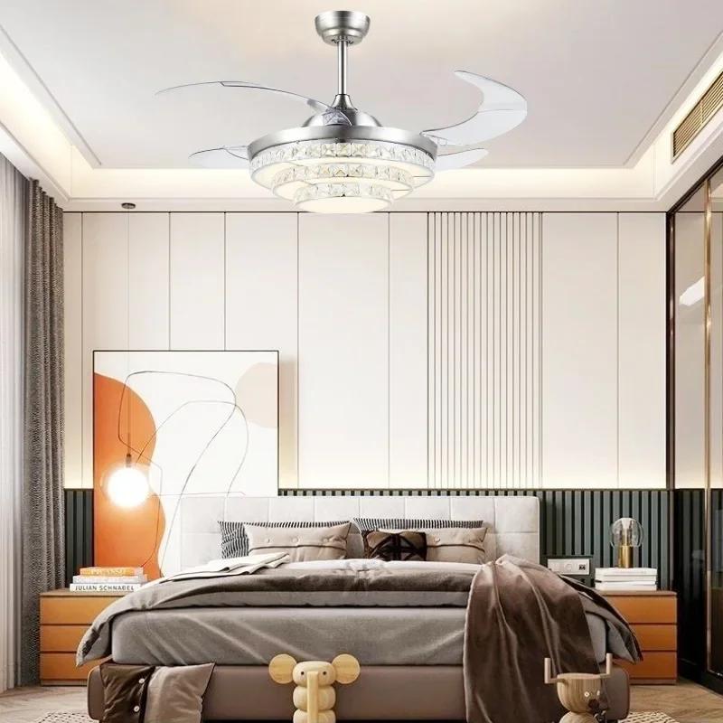Luxury Gold Crystal Ceiling Fan With Lights 42 Inch Remote Control 110V 220 V Ceiling Fan Nordic Design Chandeliers Fans Lamp
