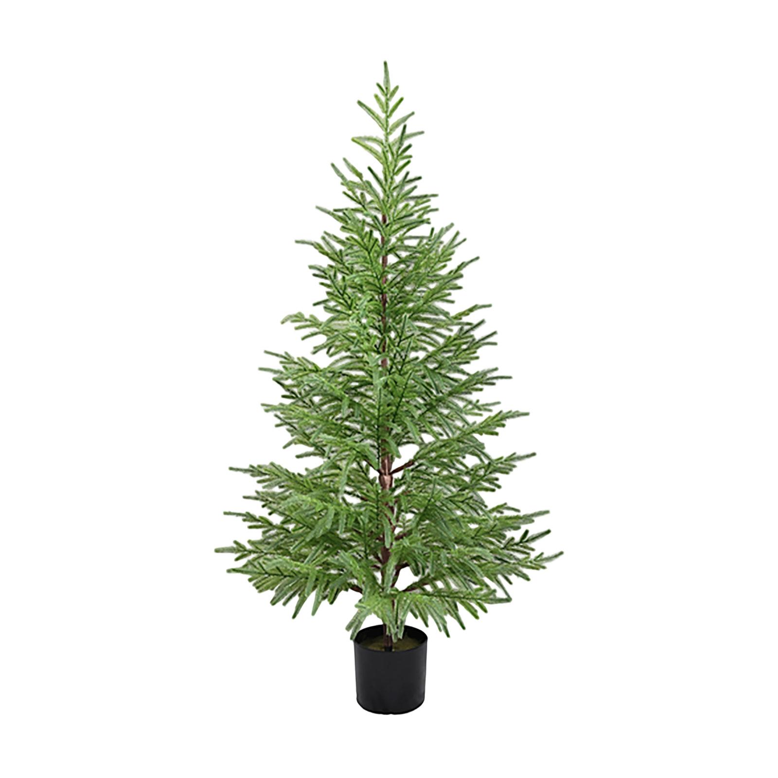 

4 Pre-Assembled Artificial Norfolk Christmas Tree - Realistic Potted Tree With LED Lights One Size