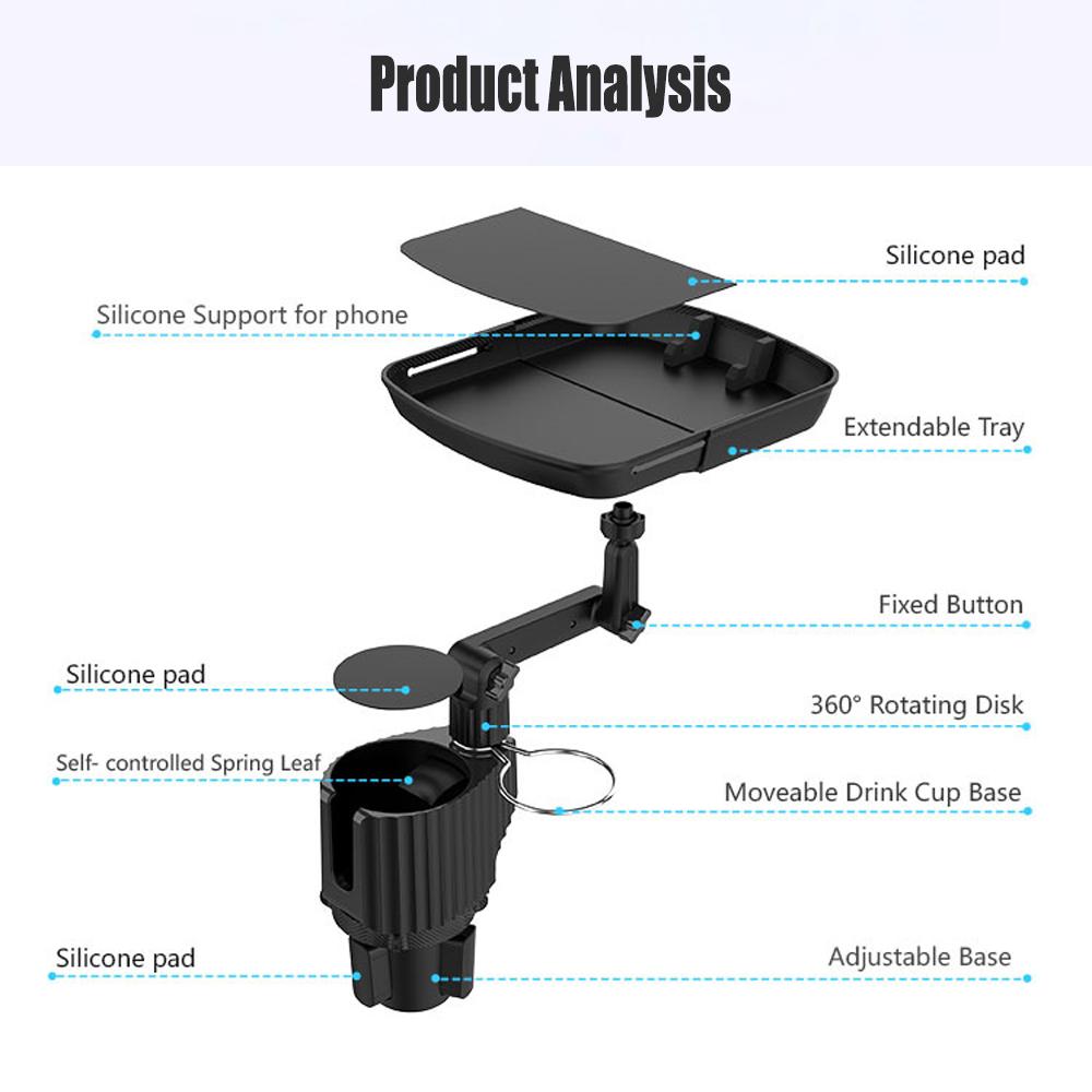 Multifunctional Car Folding Tray Bracket Folding Dining Table Drink Holder 360 Degree Rotating Disk Adjustable Base