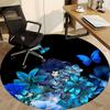 1pc Blue Floral Bouquet Chair Carpet for Office, Round Non-Slip Durable Large Size Office Carpet, Suitable for Office, Beautiful Decoration