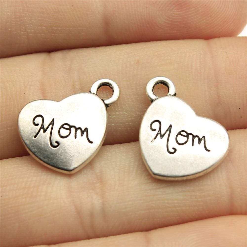 20pcs Mom Series Charms For DIY Jewelry Making Lovely Family Heart Love Mom Charms For Mother's Day Gift