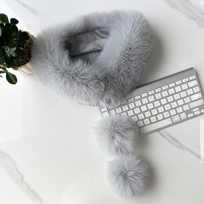 1Pcs Winter Thickened Natural Fox Fur Scarf For Women Magnetic Scarf Neck Warm Fluffy Shawls Female Coat Collar