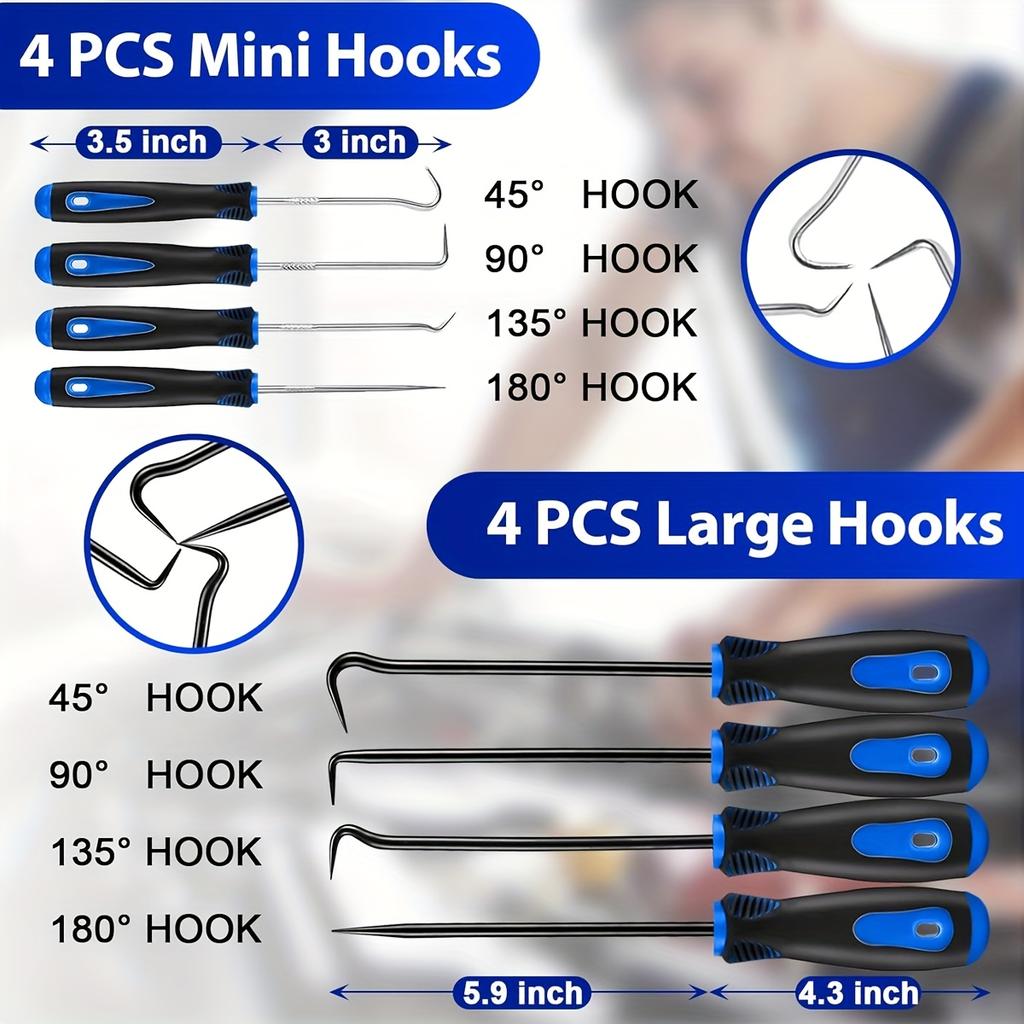 17-Pieces Hook and Pick Set Auto Trim Removal Tool Kit,Clip Plier Remover Tool with Metal Scraper , Car Trim Removal Tool