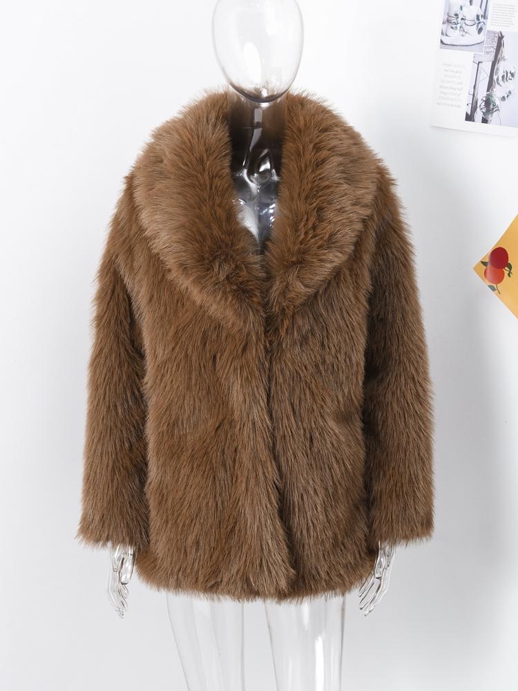 Giacca da donna in ecopelliccia Cappotto da donna in pelliccia Giacca da donna antivento e calda Stile moda Autunno e Inverno