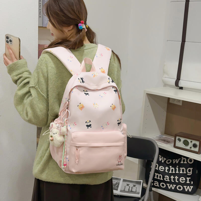 Cartoon Print Student Bag Large Capacity Travel Backpack Women's Backpack