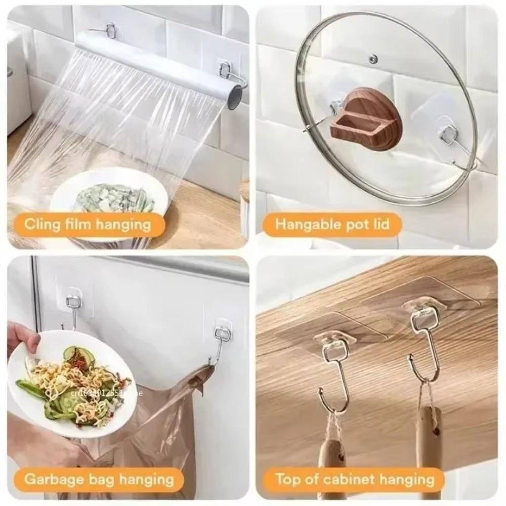 No Need To Punch Holes Self Adhesive Hooks Seamless Transparent Heavy Duty Hooks Wall Mounted No-trace Adhesive Hanging Buckle