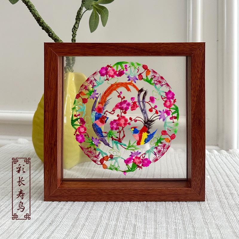 Xianci Double-Sided Transparent Frame: A4 Paper-Cut Calligraphy Fu Character Display Stand