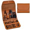 Manicure Set Pedicure Kit Nail Clippers 16 In 1 Professional Grooming Kit Stainless Steel Toenail Tools with Luxurious Brown Lea