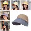 Solid Color Women's Straw Hat UV Protection Fisherman Cap Casual Sun Protection Cap  Beach